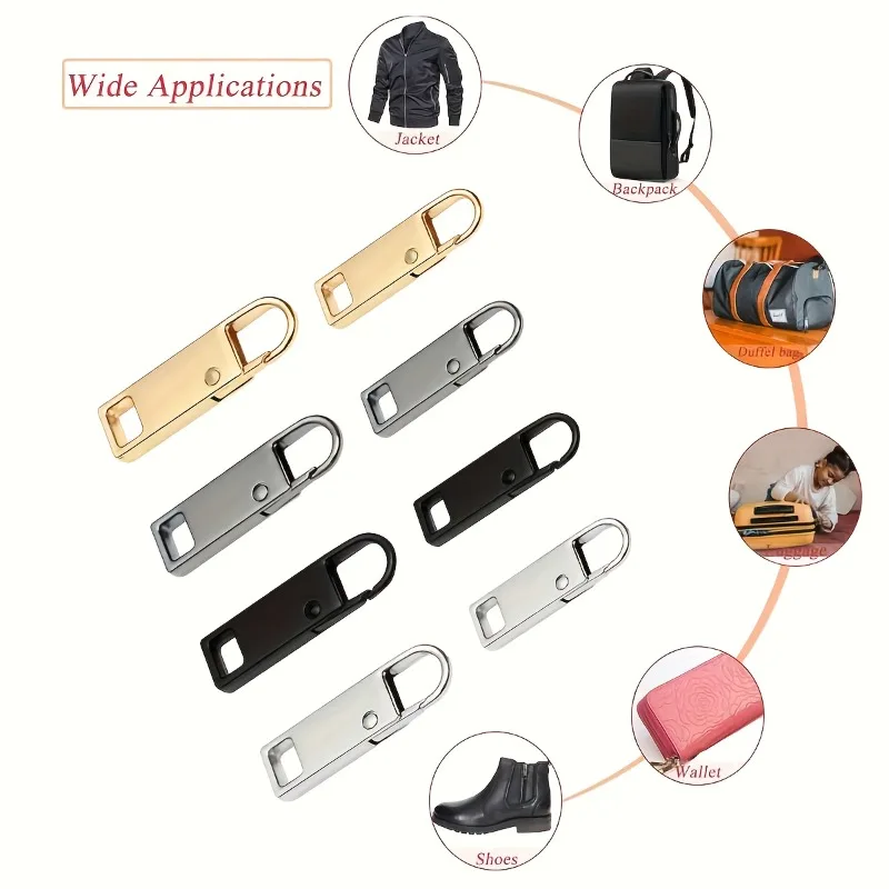 4 PCS Quick Fix Zipper Heads, Easy to Install, Luggage ,Jacket, Backpack, Boots, Detachable Zipper Durable Universal Repair Kit - view 4