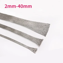1 Meter Tinned Copper Braid Sleeve Expandable Metal Shielded Sheath Wire Cable 2mm-40mm