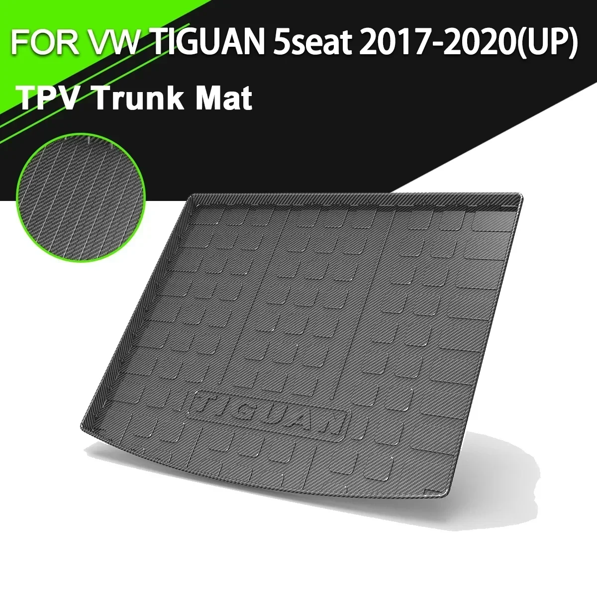 

Задний багажник автомобиля, коврик из ТПВ, водонепроницаемый нескользящий резиновый грузовой коврик из углеродного волокна для VW TIGUAN 2017-2020 (UP) 5-местный
