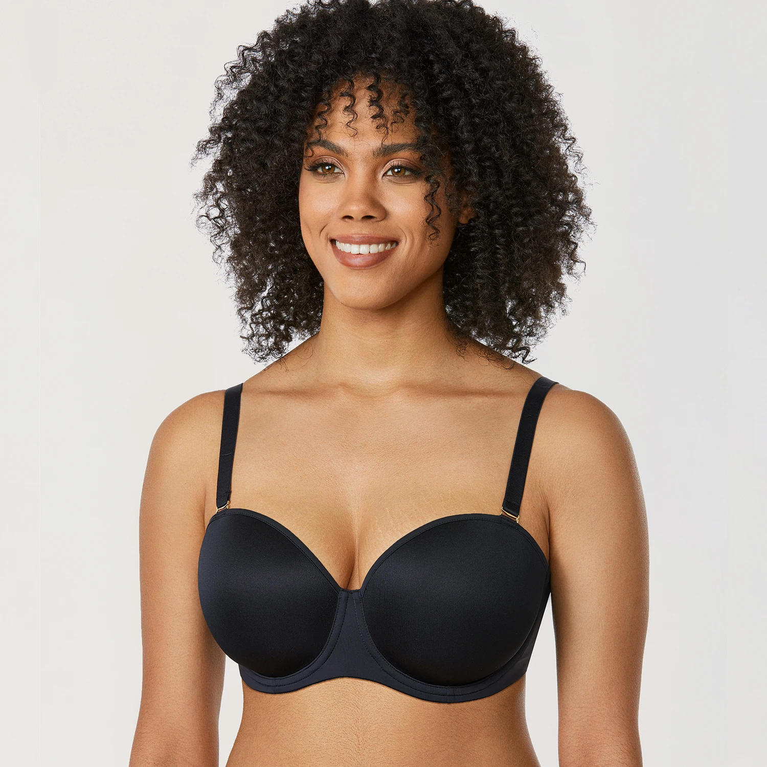 Women's Underwire Strapless Bra for Big Busted Contour Multi Way Full Coverage Plus Size Push Up Slightly Padded