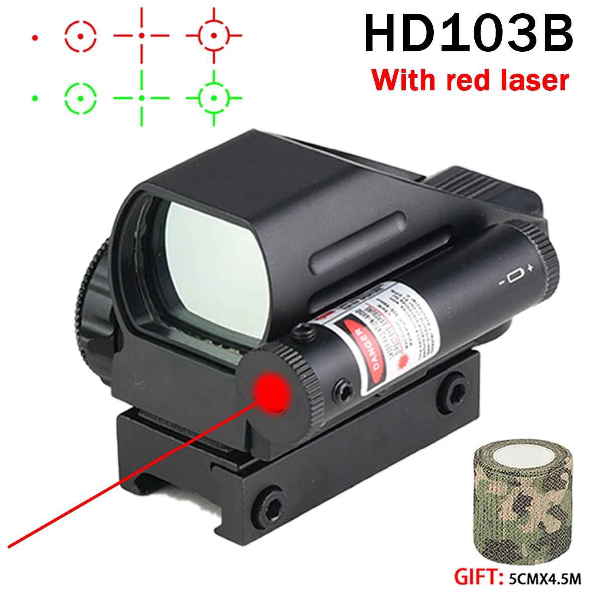 Hot Sales Serie HD101AJ HD103 1X40 Red Dot Sight Jacht Optics Sight Holografische Airsoft Sight 4 Richtkruis Reflex collimator