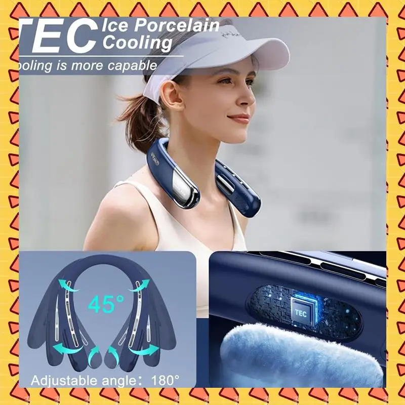 

A008 Mute Portable USB Neck Fan 4000Mah Bladeless Cooling Neck Fan LED Digital Display 5Th Gear Wind Electric Fans