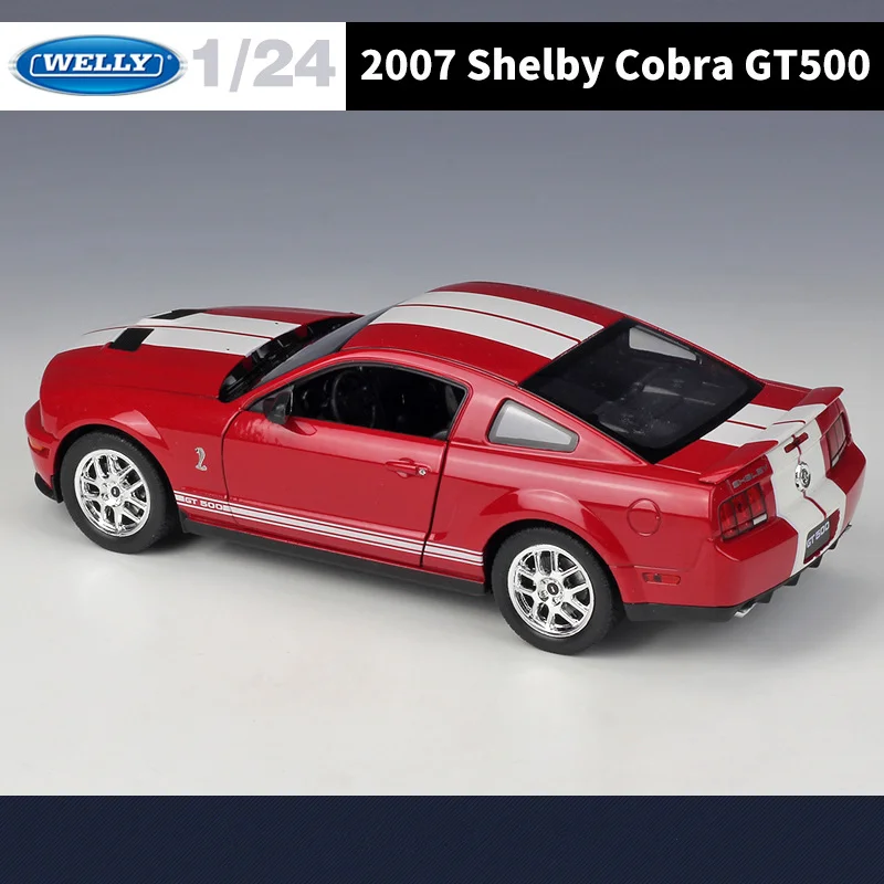 WELLY 1:24 2007 Ford Mustang Shelby Cobra GT500 Alloy Sports Car Model Diecast Metal Vehicles Car Model Simulation Kids Toy Gift