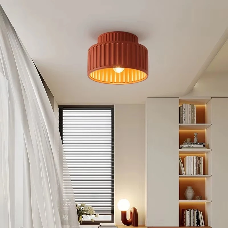 Modern minimalist resin LED ceiling light cream green red decorative light