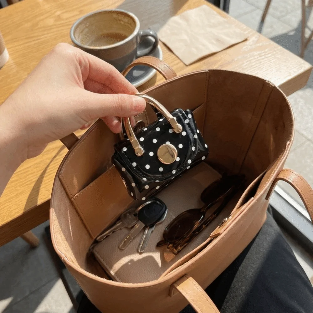 New Vintage Style Polka Dot Coin Purse Portable Macaron Color Mini Wallet Versatile Lightweigh Bag Pendant Charm Women