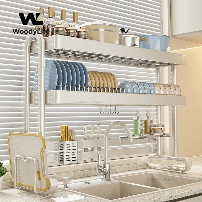 Countertop Sink Shelf Bowl Draining Rack Stainless Steel Rack Kitchen Storage Dishes Rack Cutlery Spoon Sink Set Organizer