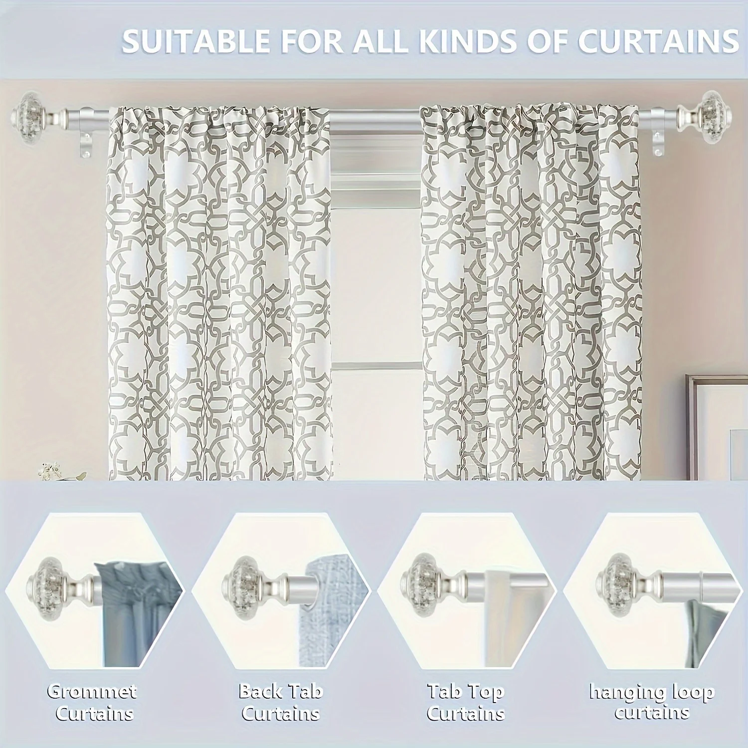 1set Luxurious Decorative Curtain Rod, 7/8\