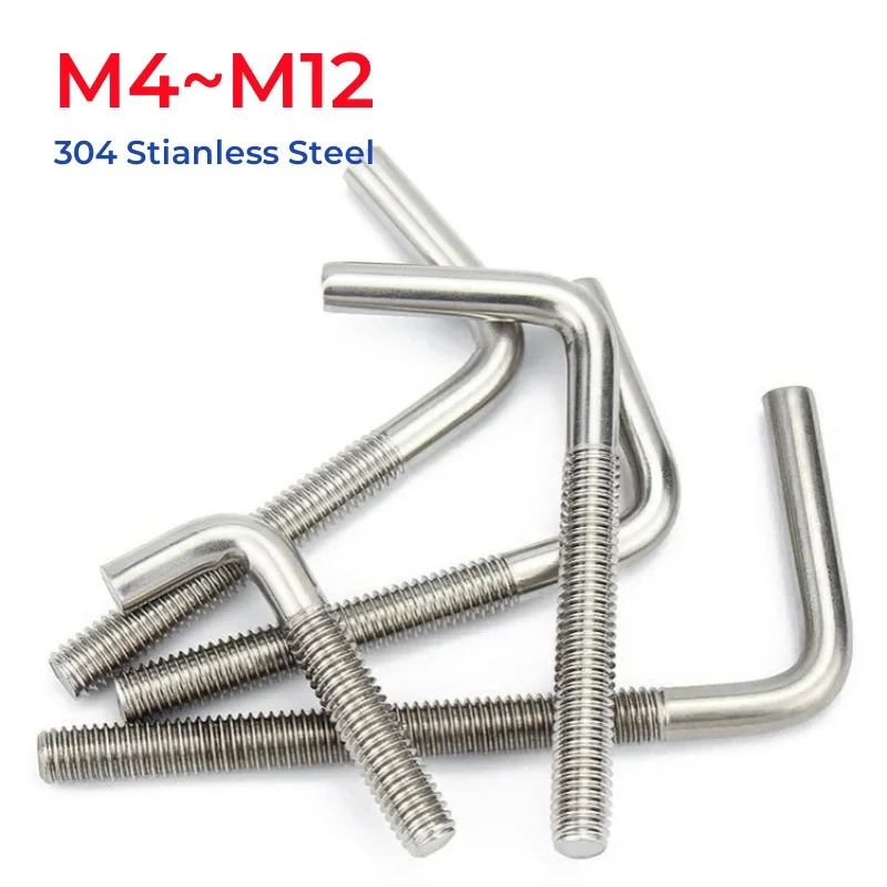 M4 M5 M6 M8 M10 M12 304 Stianless Steel L-shaped Right Angle Anchor Screw Right Angle Bolt