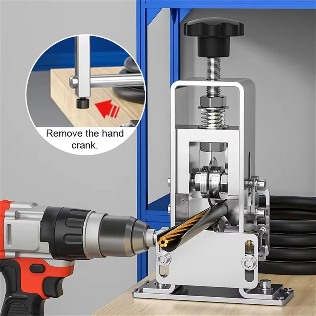 A77K Portable Wire Stripper Manual Wire Stripping Tool 1-25mm Cable Electric Peeling Machine with Hand Crank Hand Electric