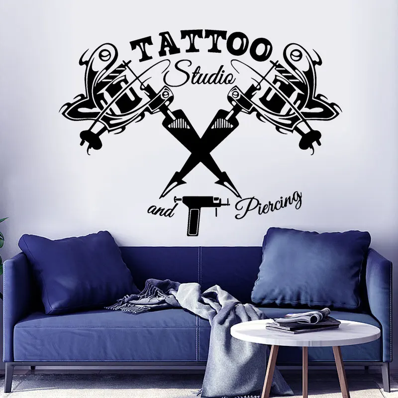 Tattoo Studio Piercing Wall Decal Tattoo Shop Sign Stickers Interior Decor Room Window Door Wallposter Mural Transfer Film Z571