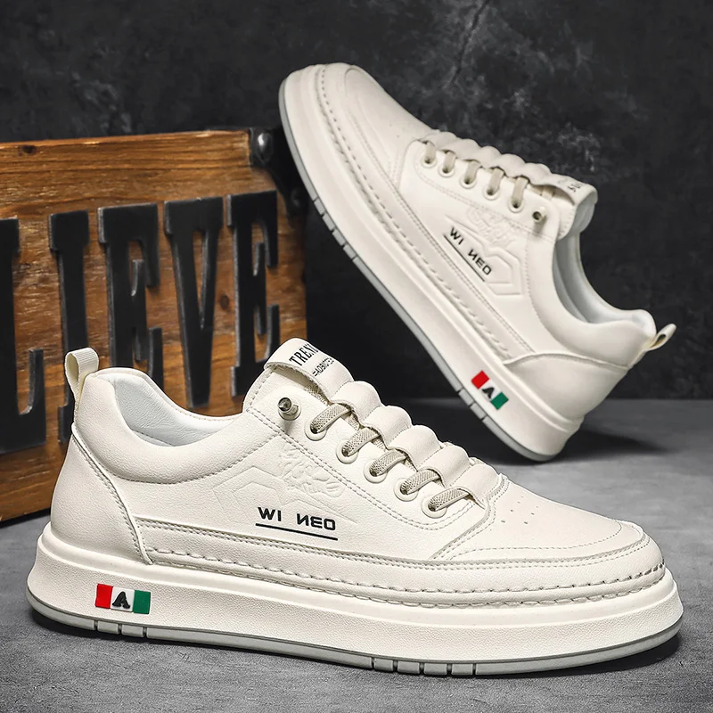 

Кожаная поверхность в британском стиле, водонепроницаемые повседневные спортивные кроссовки, белые туфли на мягкой подошве