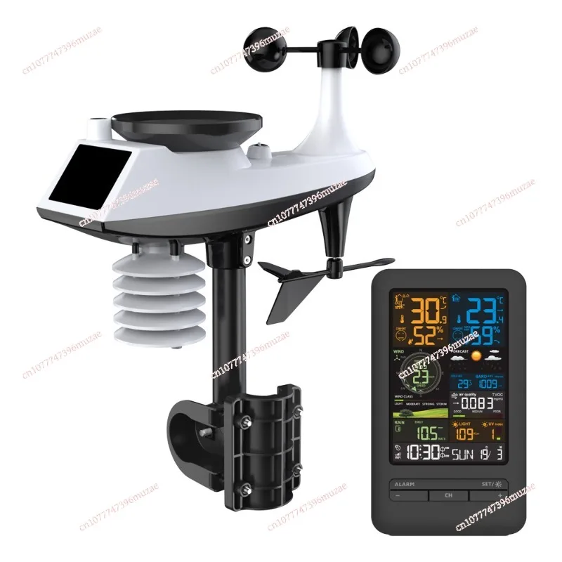 

Cross-border WiFi Intelligent Weather Station Alarm Clock Temperature and Hygrometer Wind Speed Anemometer Color Screen Digital