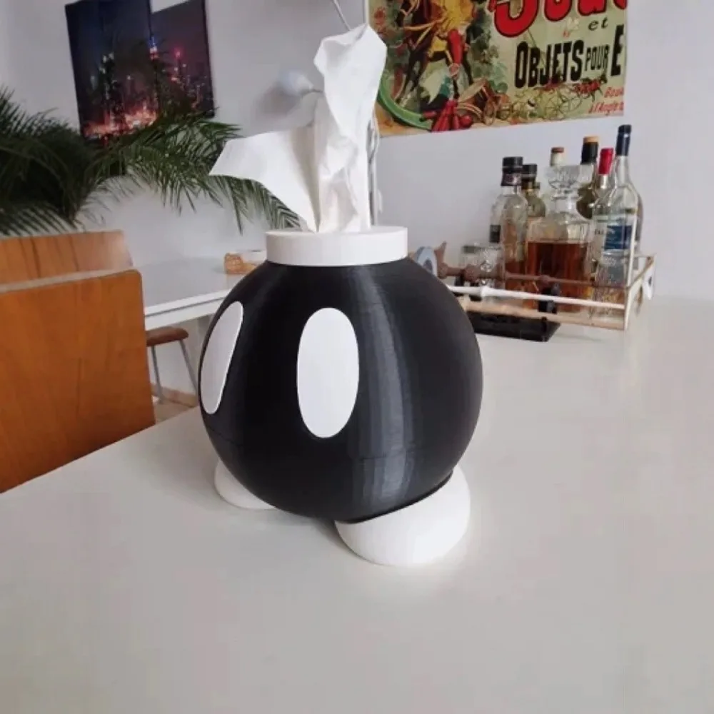 Крышка коробки для салфеток Bob Omb, декоративное садовое украшение, креативный держатель для бумажных полотенец для дома, патио, декор стола, мультяшный дизайн бомбы