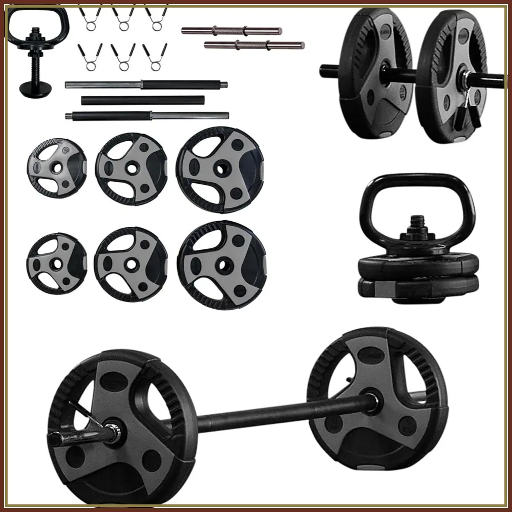 

Adjustable Weight Set for Home Gym - Barbell, Dumbbell & Kettlebell Combo - 38.5 lbs