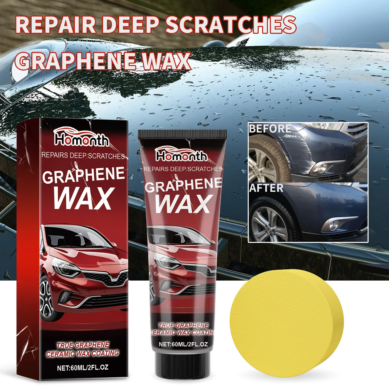 Car Scratch Remover Auto Scratch Repair Polishing Wax Graphene Infused Vehicle Scratch Repair Paste for Enhance Shine Protection