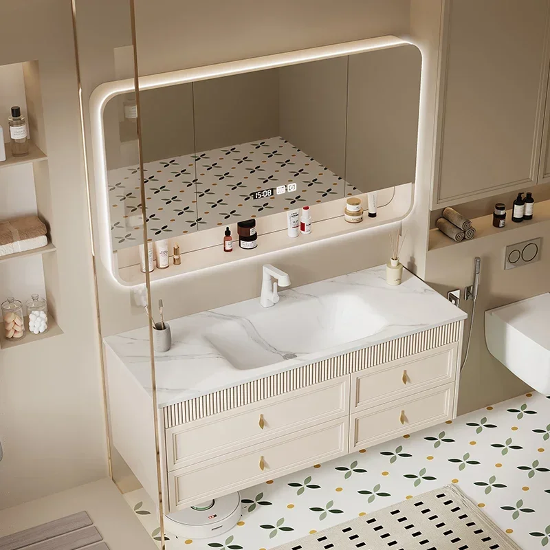 

Тумба для ванной комнаты с полками и ящиками, белая, для туалета, модная мебель для хранения