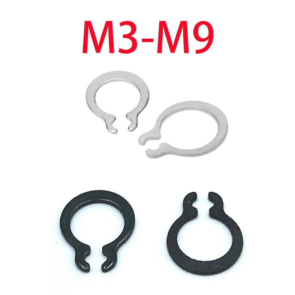 65Mn and 304 Stainless Steel Gourd Shaped Circlip M3~M9 External C Type Shaft Retaining Ring Elastic Spring Locking Components