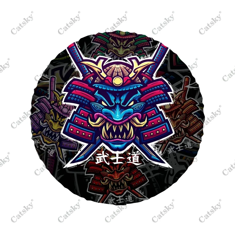 Japanese samurai mask Car Tire Cover Protection Dustproof Customized Universal Camper Off-Road Vehicle auto Car Tire Cover