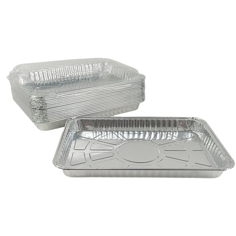 

10/20/50pcs Pack 1300ml Rectangular Ultra-Shallow Foil Tray Disposable Aluminum Baking Pans for BBQ Grilling Roasting