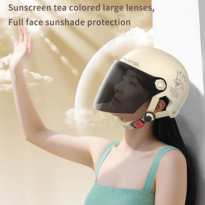 

1 Piece Battery Motorcycle Summer Universal Four-season Sun Protection Safety Helmet Half Helmet Electric Car Women's Helmet