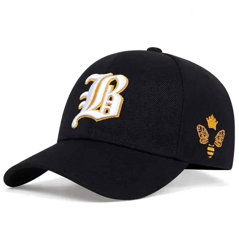 Unisex Gothic Letter Side Bee Embroidery Baseball Caps Spring and Autumn Outdoor Adjustable Casual Hats Sunscreen Hat Sports Cap