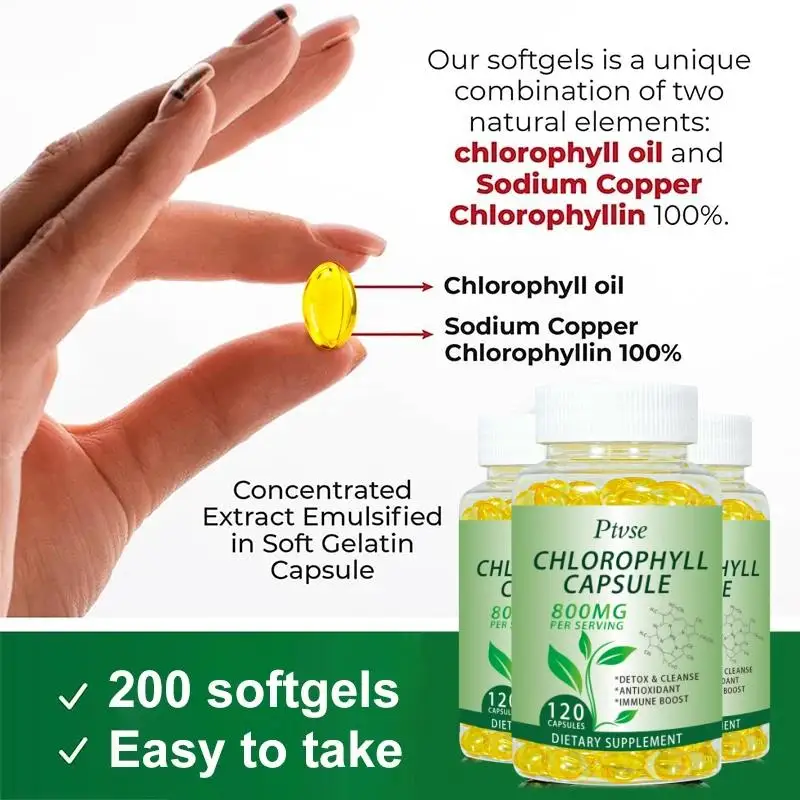 Chlorophyll Capsules Detox Cleanse, Greens Supplements- Chlorophyll Capsules -Ultra High Absorption