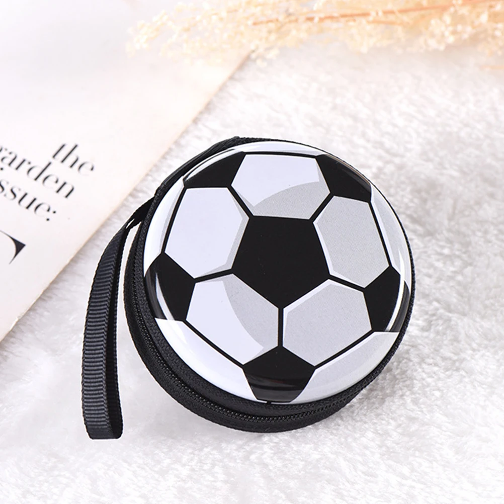 

4pcs Creative Football Pattern Tinplate Storage Bags Reusable Coin Change Purse Lightweight Rounded Money Container For Small