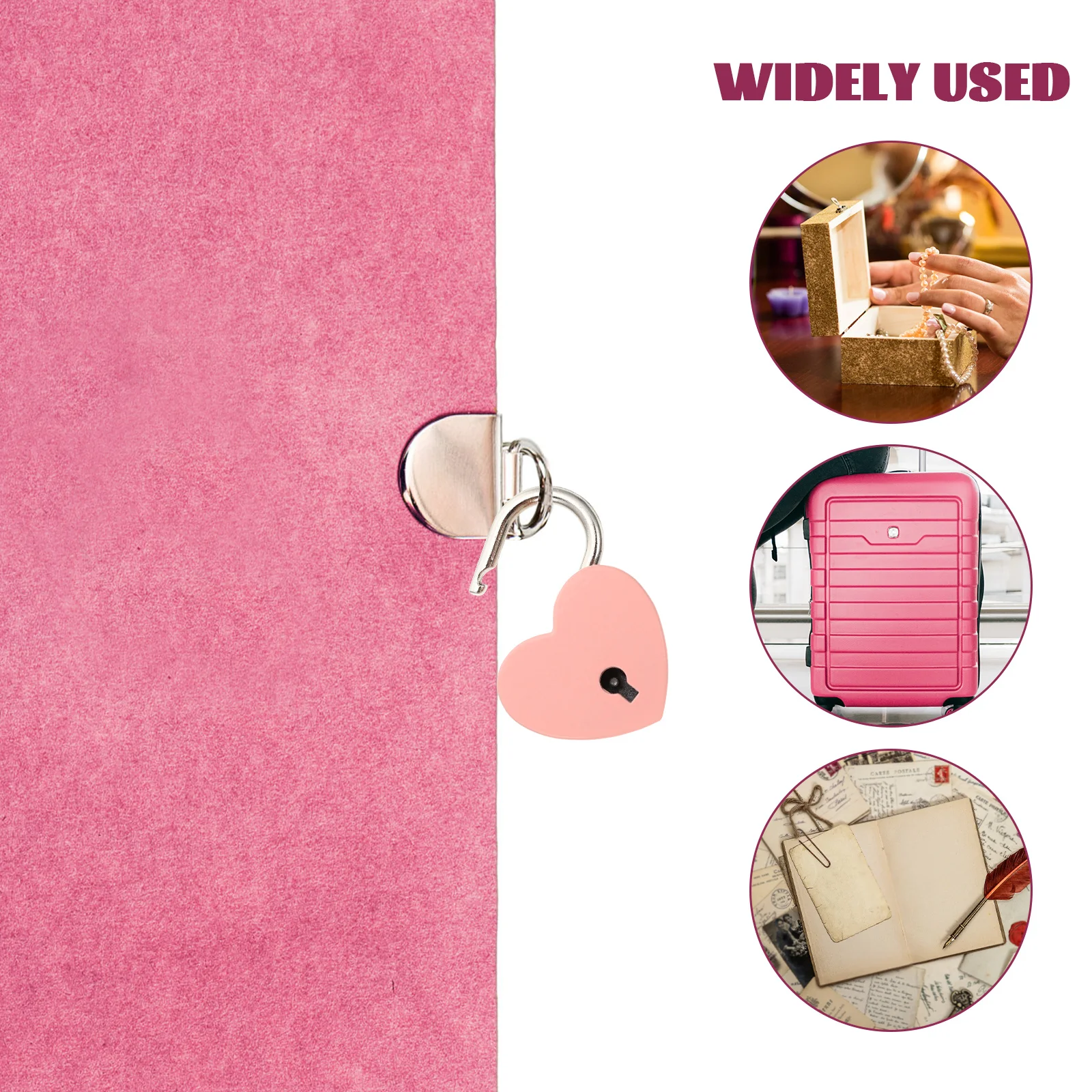 

2pcs Mini Lock Small Metal Heart Shape Padlock for Luggage Suitcase Diary Security Travel Jewelry Box