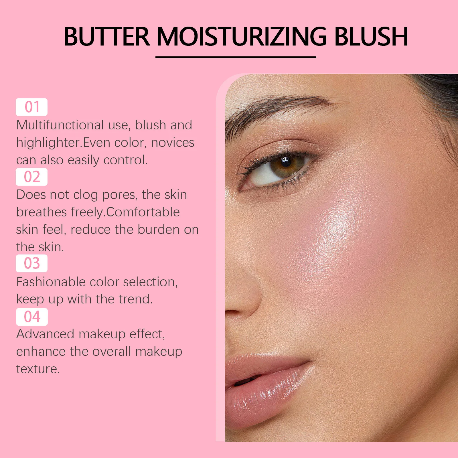 EELHOPE Butter Moisturizing Pink Blush Long Lasting Matte Rouge Naked Makeup Facial Repair Blush Natural Ruddy Makeup Blusher