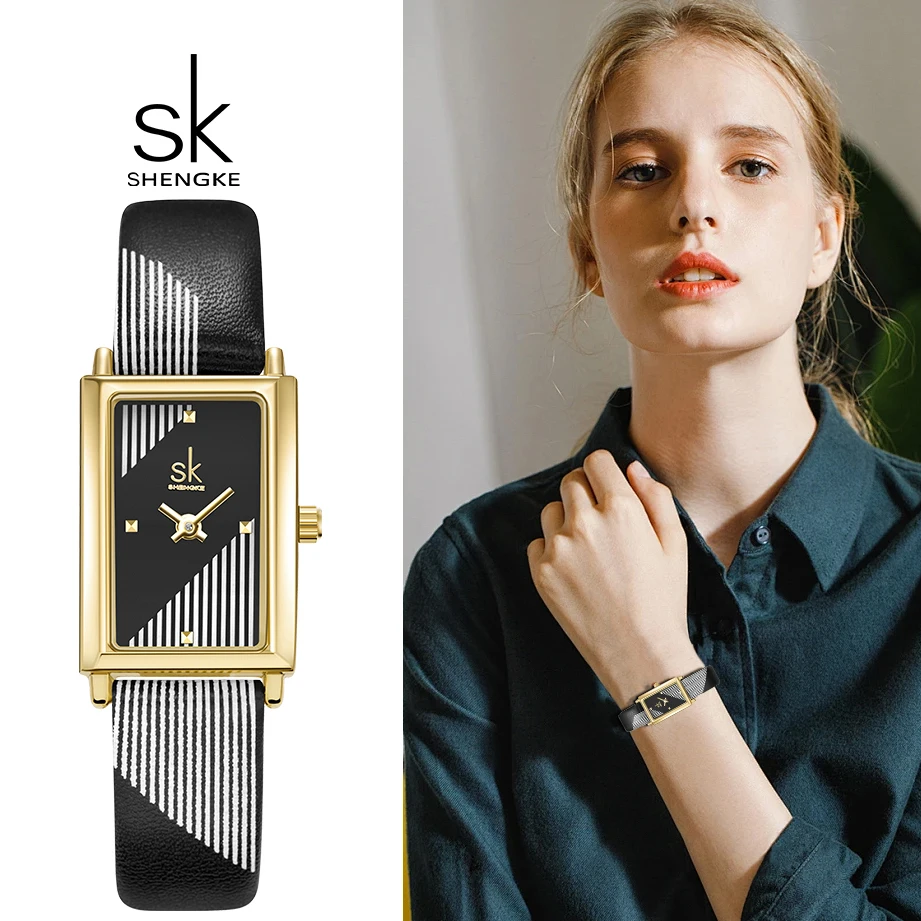 Shengke Fashion Luxury Women Watches Original SK Design Woman Quartz Wristwatches Elegant Rectangle Female Clock Best Gifts