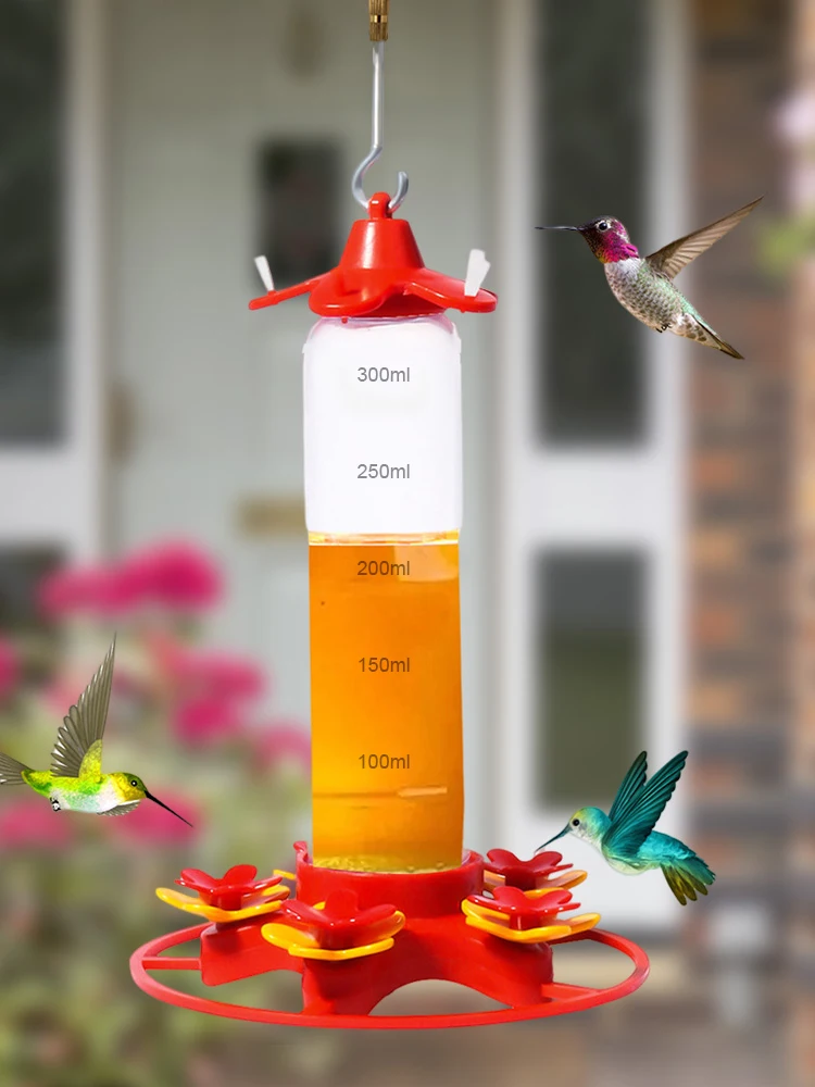 

Hummingbird Water Feeder Hanging Honey Water Bird Feeder Anti-ants Leakproof Easy To Clean Outdoor Garden Decoration