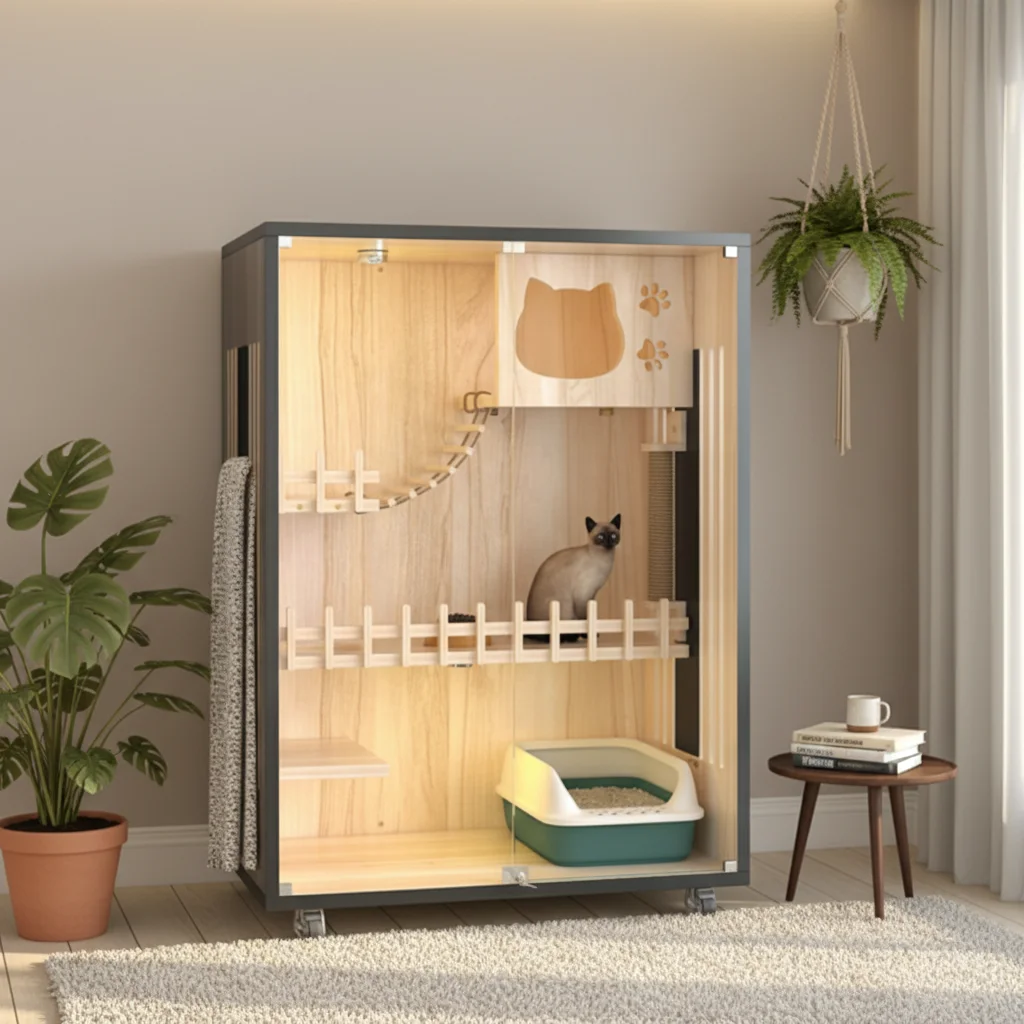 Pet Play House Cage Furniture Cat Villa Cabinet Spacious for Multiple Cats Indoor Pet House Supply Hot Sale