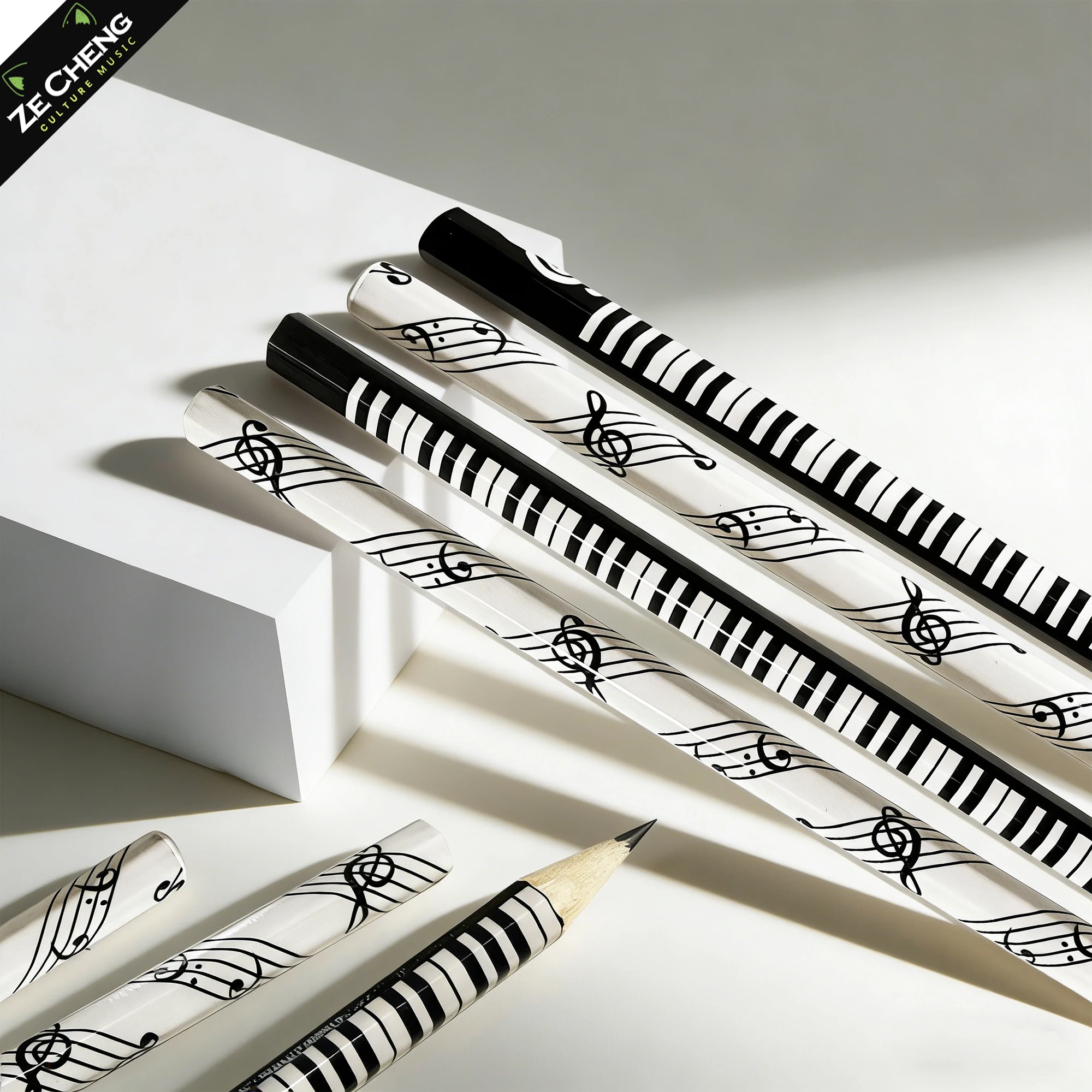 Music Symbol Hb Pencils - Hexagonal Wooden Pencils for Studying, Writing & Drawing, Bulk Pack