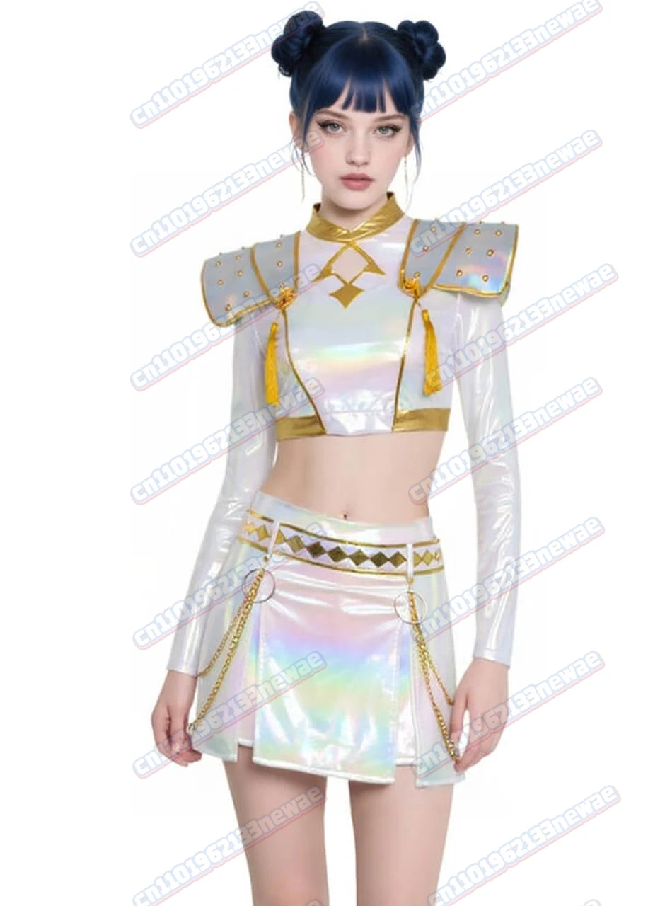 

Zoey Kpop Demon Hunters Cosplay Costume Disguise for Women Girl kids Skirt Top Wig Set Group Idol Huntrx Halloween Carnival Suit