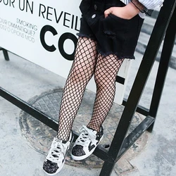 Korean Girls Fashion Net Grid Black Pantyhose Kids Fishnet Tights Stuffers Mesh Stockings 3-12 Years