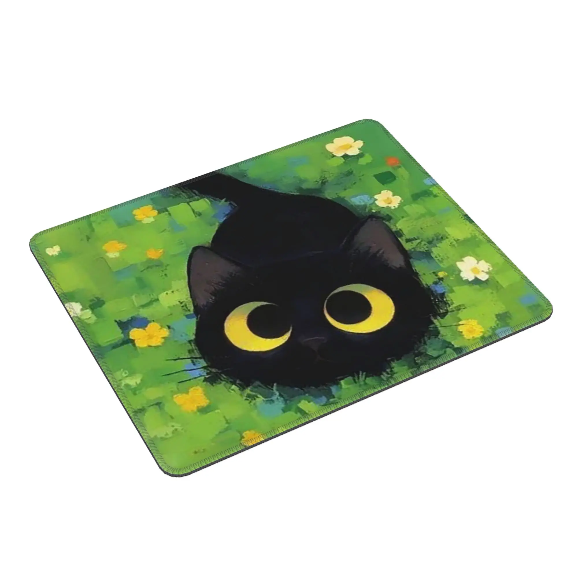 

Cute Cartoon Black Cat In Flowers Mouse Pad Computer Keyboard Mouse Mat Gamer PC Laptop Desk Mat Office Table Mats