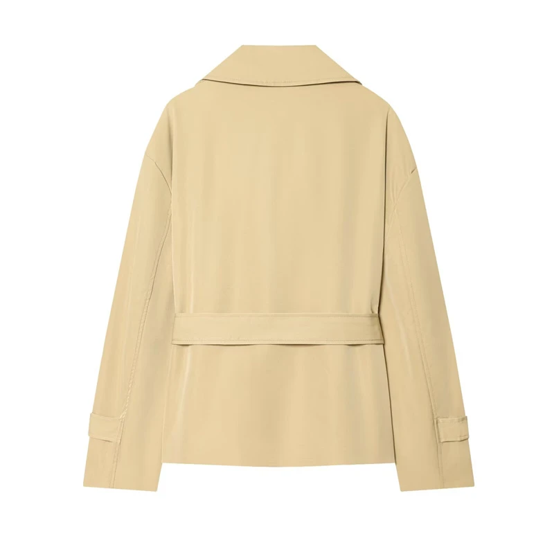 Guobioziy Women's Wool Coat 2026 Spring-Autumn Collection Solid Color with Belt Design European-American Casual Fashion Trend