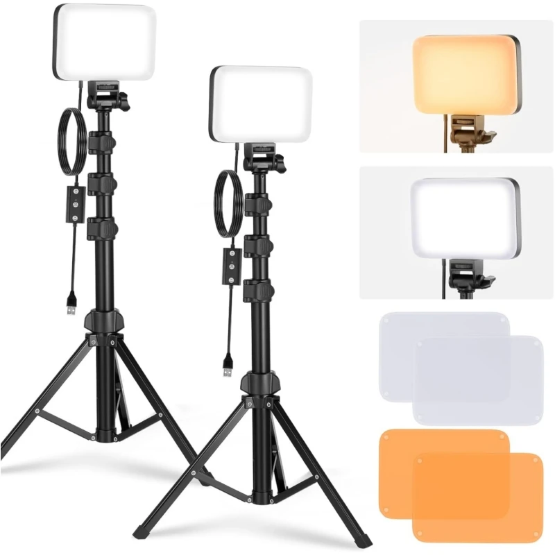 NEEWER 2er-Pack LED-Lichtpanel, Tragbares Dimmbares Studio-Basislicht mit Farbfiltern, 3200K-5600K, CRI 95, 750Lux, Foto-Aufnahmelicht für Live-Streaming & Videoaufnahmen
