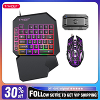 T-WOLF TF900 One-handed Mouse Keyboard Throne Three Piece Set Wired RGB Mobile Controller E-sports Gaming Gamer Accessories