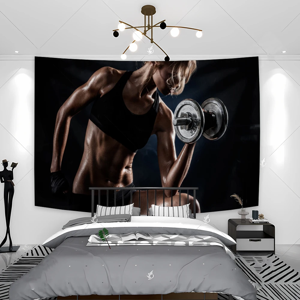 Bodybuilding Girl Art Poster Flag Banner Wall Art Home Modern Gym Room Decor Bodybuilding Background Cloth