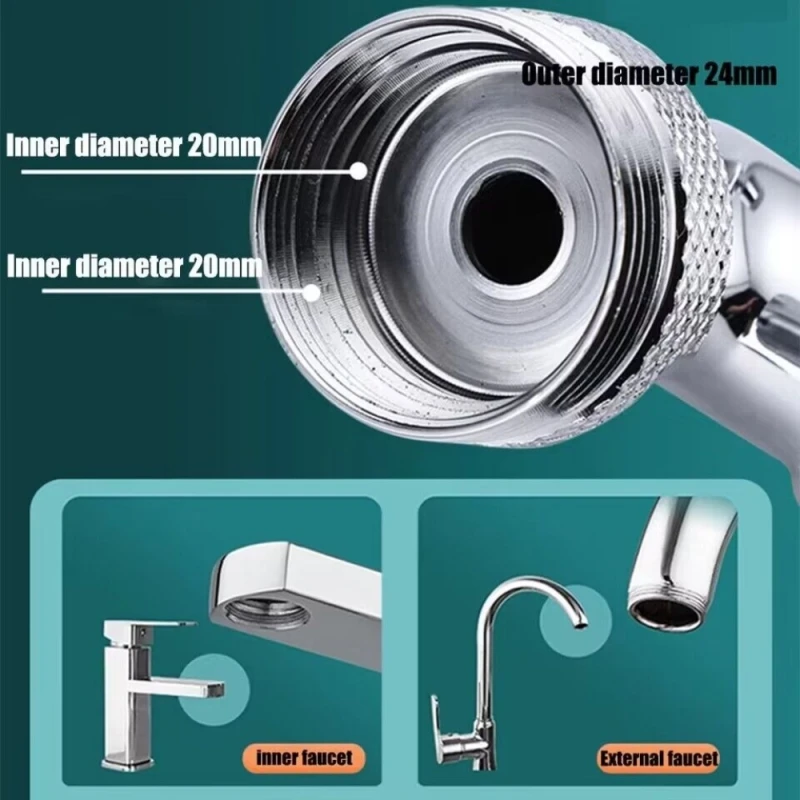 All Metal 99% Universal 1080° Rotation Faucet Sprayer Head for Extender Aerator Bubbler Nozzle Kitchen Tap Washbasin Robot Arm