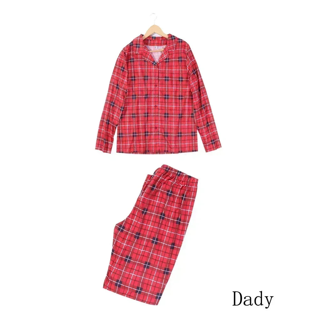 High  Plaid Christmas Pajamas Set Adults Kids Matching Outfits Button Shirt+Pants 2 Pcs Suit Pyjamas Family Look Costumes