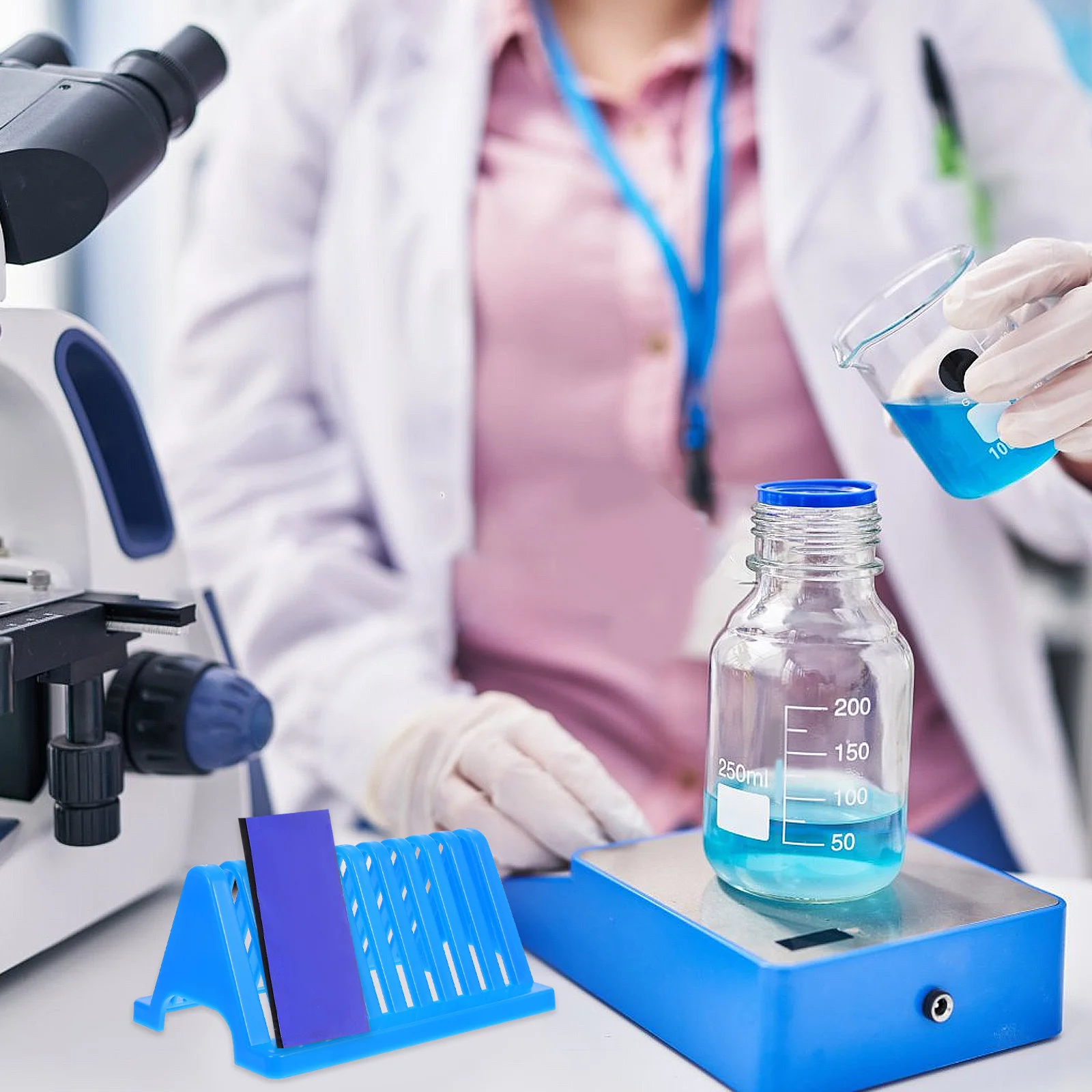 

2Pcs Microscope Slides Storage Rack for Experiment Tabletop Glass Holder Efficient Drying Sleek Color Trendy Biology Accessories