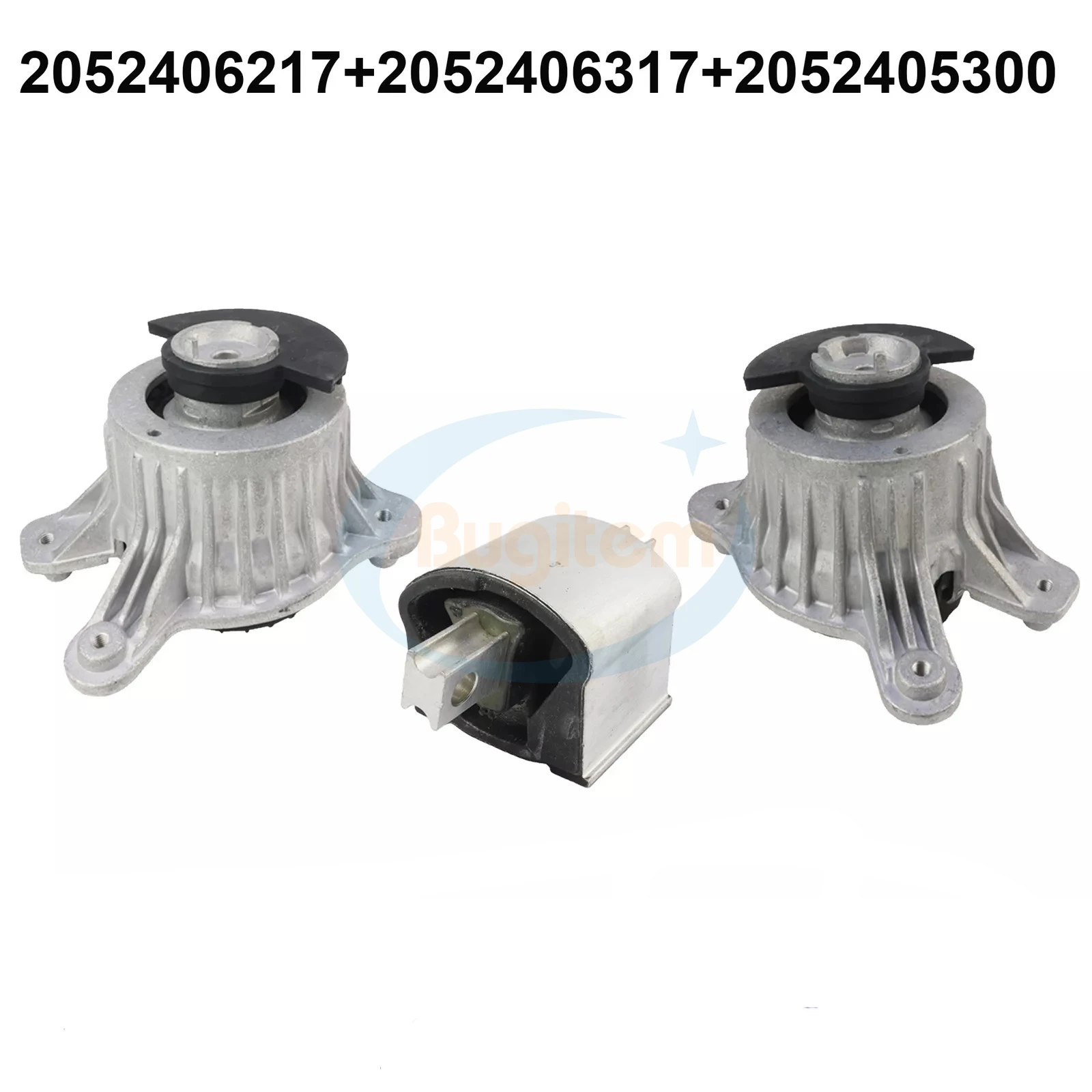 3PCS Left Right Engine + Transmission Upper Mount 2052405300, 2052406217, 2052406317 For Mercedes Benz W205 W213 C200 C300 E300