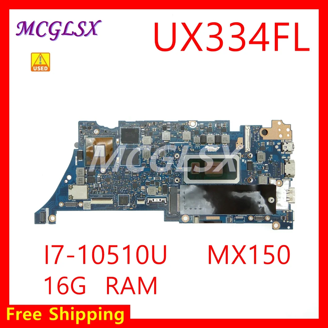 Mainboard UX334FL UX334FLC UX434FLC UX334FA UX434FA UX434FL RX334F U3600F UX463FL Laptop Motherboard With CPU I7 10510 MX150 USE