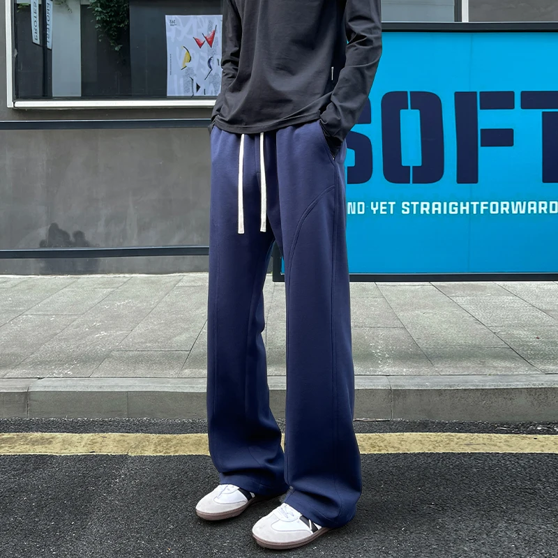 

Men's Straight Leg Sweatpants - Solid Color Plus Size Joggers with Elastic Drawstring Waist for Spring & Autumn Plus Size M-5XL