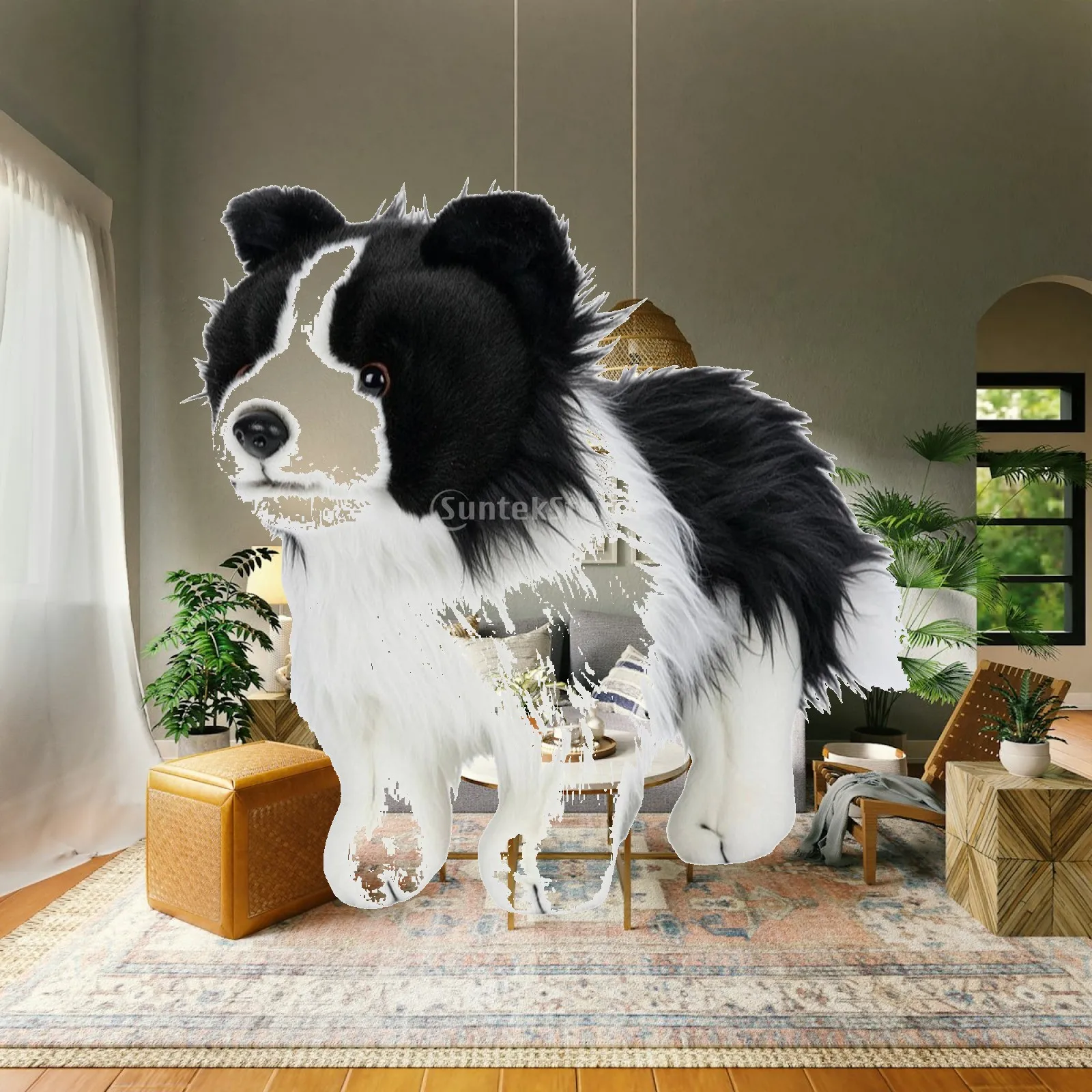 Border Collie Stuffed Dog Fuzzy Border Collie Stuffed Toy Huggable for Children