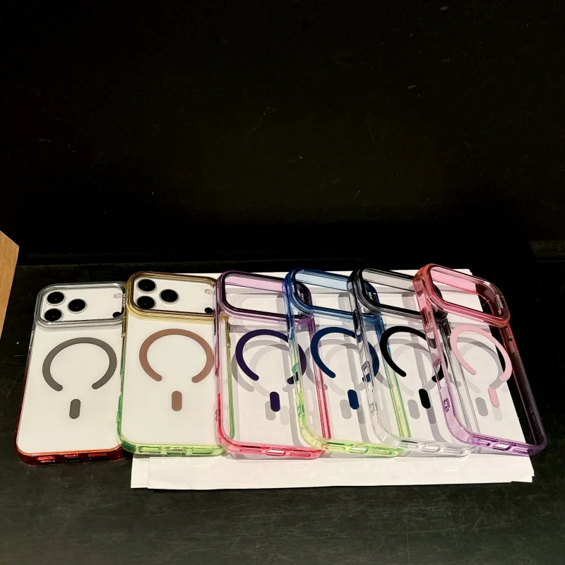 

Two-color transparent magnetic standiphone15Phone case16New13Transparent and applicable11promaxFashionable and shockproof12/11Wo