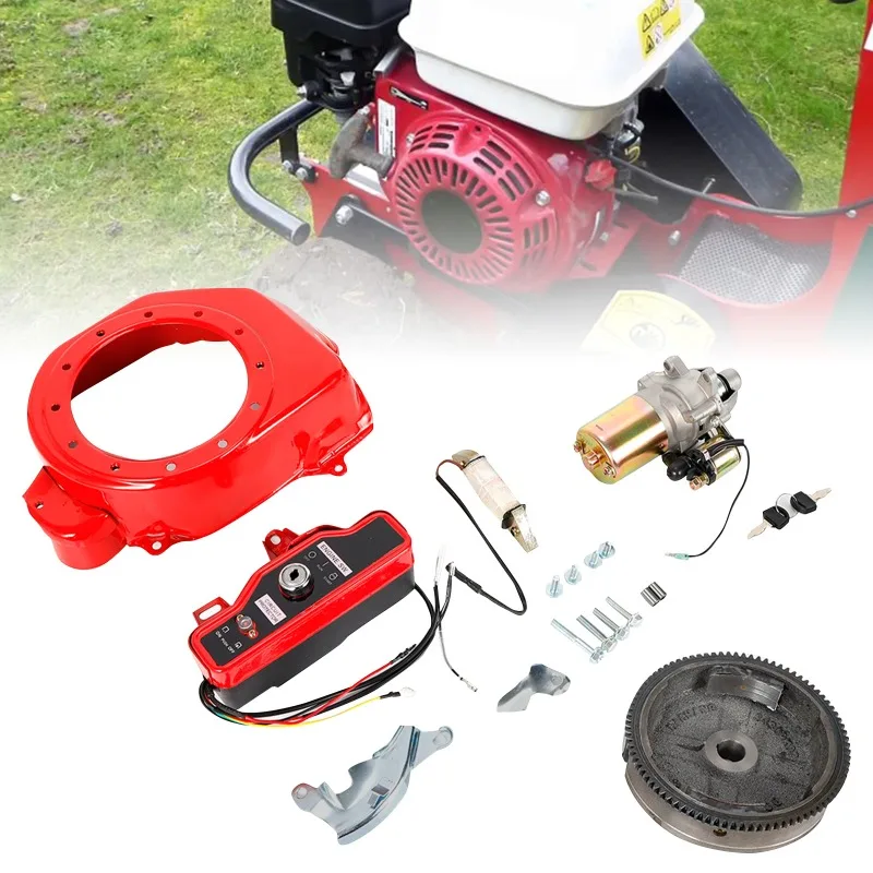 Kit de Motor de Partida Elétrico com Volante, Caixa de Chave e Bobina para GX160 5.5HP GX200 6.5HP / GX340 11HP GX390 13HP