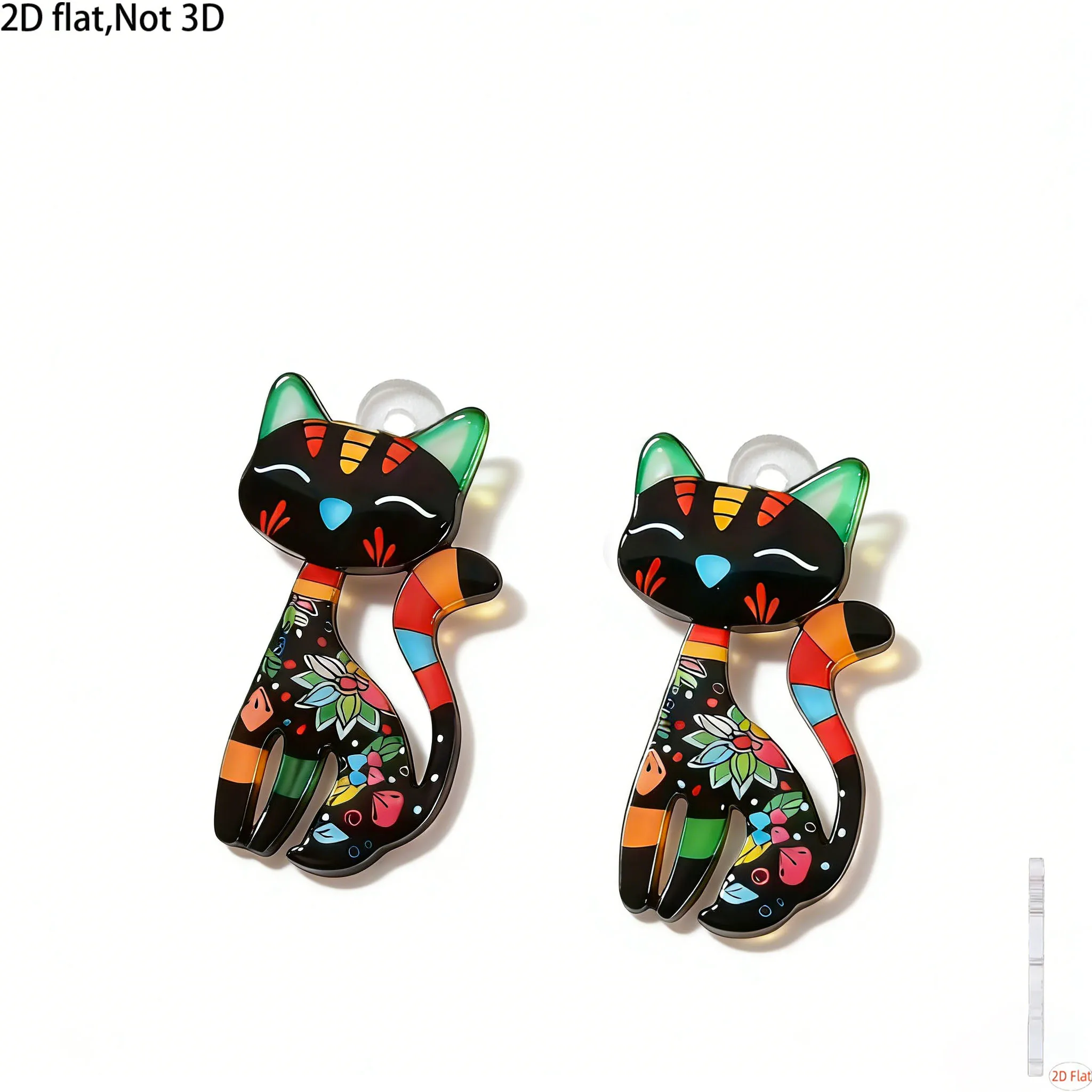 2pcs Cute Cartoon Cat Design Acrylic Pendant Earrings